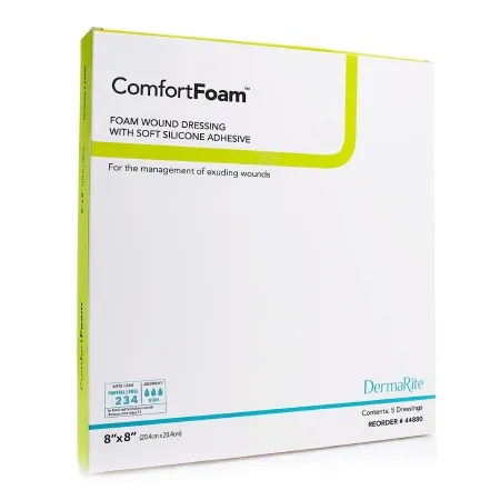 DermaRite  - ComfortFoam - 44880 - Industries  Foam Dressing  8 X 8 Inch Without Border Film Backing Silicone Face Square Sterile