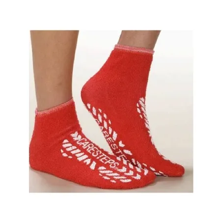 Alba Healthcare - Care-Steps - 80192 - Fall Management Slipper Socks CARE-STEPS X-Large Red Ankle High