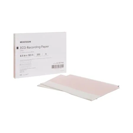 McKesson - 26-007983 - Diagnostic Recording Paper Thermal Paper 8 1/2 Inch X 183 Foot Z Fold Red Grid