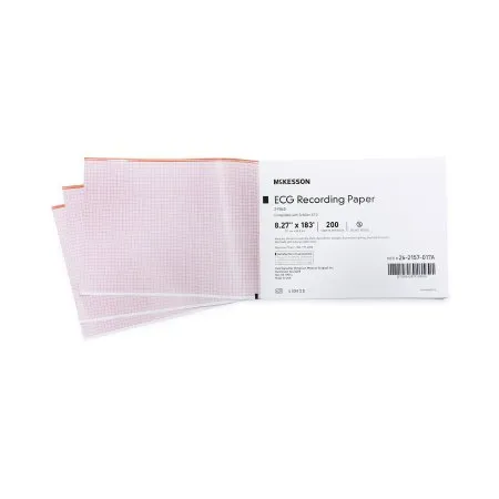 McKesson - 26-2157-017A - Diagnostic Recording Paper Thermal Paper 8.27 Inch X 183 Foot Z Fold Red Grid