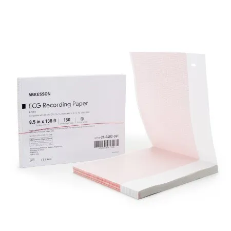 McKesson - 26-9402-061 - Diagnostic Recording Paper Thermal Paper 8 1/2 Inch X 138 Foot Z Fold Red Grid