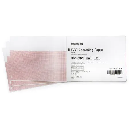 McKesson - 26-M1707A - Diagnostic Recording Paper Thermal Paper 8 1/2 Inch X 183 Foot Z Fold Red Grid