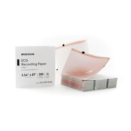 McKesson - 26-2157-014A - Diagnostic Recording Paper Thermal Paper 3.54 Inch X 87 Foot Z Fold Red Grid