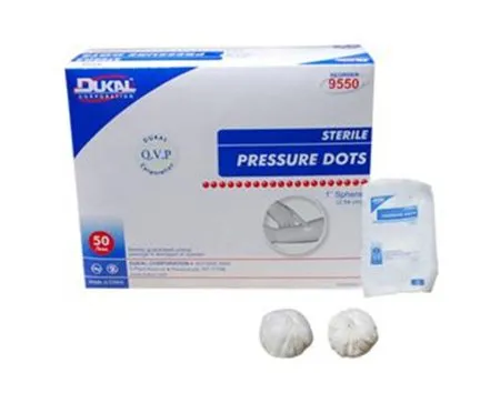 Dukal - 9550 - Gauze Pressure Dot Dukal 1 Inch 1 Per Pouch Sterile 1-Ply Sphere