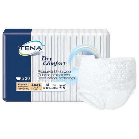 Essity Health & Medical Solutions - TENA Dry Comfort - From: 72422 To: 72424 - Essity  Unisex Adult Absorbent Underwear  Pull On with Tear Away Seams Medium Disposable Moderate Absorbency