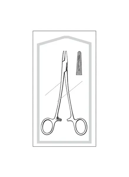 Sklar - Econo - 96-2710 - Needle Holder Econo 7 Inch Length Blunt Straight Serrated Tips With Groove Finger Ring Handle
