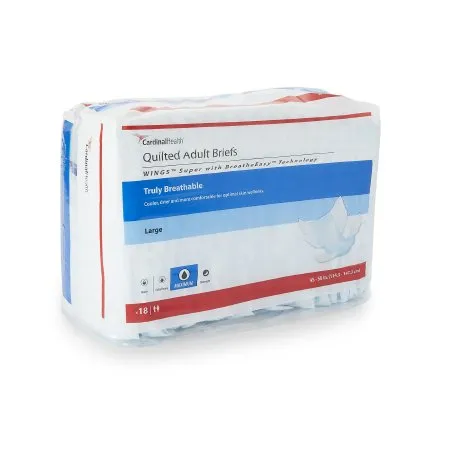 Cardinal - Wings Super - 87084A - Unisex Adult Incontinence Brief Wings Super Large Disposable Heavy Absorbency