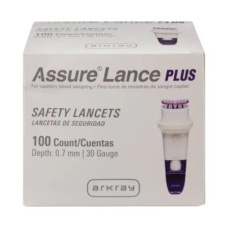 Arkray - Assure - 990130 - USA  Safety Lancet  30 Gauge Protective Safety Cap Push Button Activation Finger