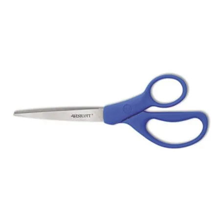 Westcott - ACM-41218 - Preferred Line Stainless Steel Scissors, 8 Long, 3.5 Cut Length, Blue Straight Handle