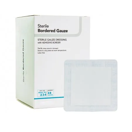 DermaRite  - 00261E - Industries  Bordered Gauze Adhesive Dressing  Bordered Gauze 2 X 2 Inch Square Sterile