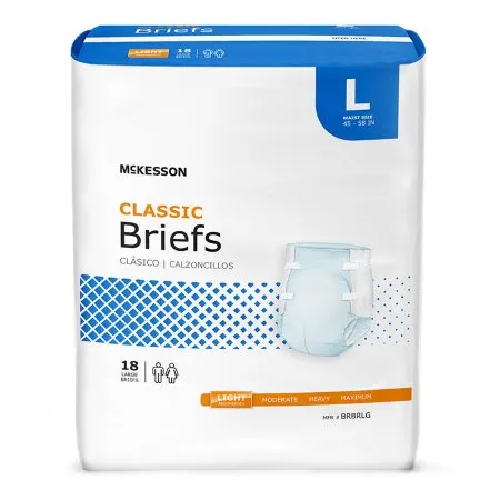 McKesson - From: BRBRLG To: BRBRXL - Classic Unisex Adult Incontinence Brief Classic Large Disposable Light Absorbency