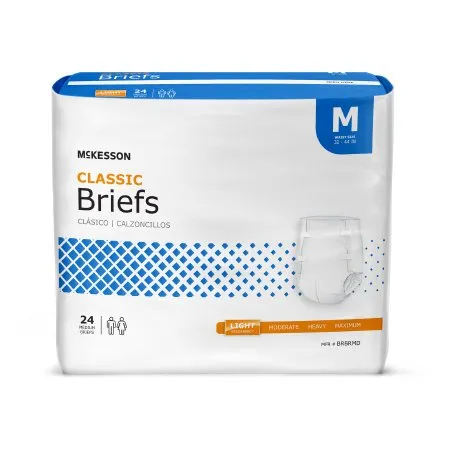 McKesson - BRBRMD - Classic Unisex Adult Incontinence Brief Classic Medium Disposable Light Absorbency