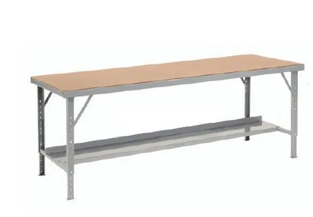 Global Industrial - 606767 - Work Bench 28 to 42 X 34 X 84 Inch Steel / Hardboard Square Edge 1 400 lbs. Weight Capacity