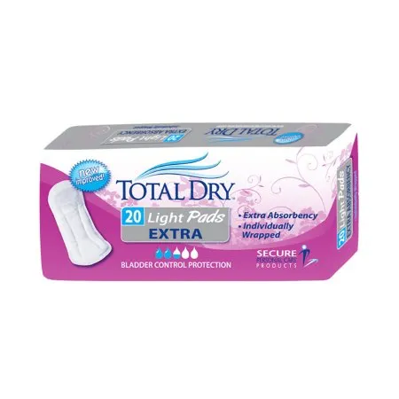 Secure Personal Care Products - TotalDry - SP1561 -  Bladder Control Pad  11 Inch Length Light Absorbency Polymer Core Regular