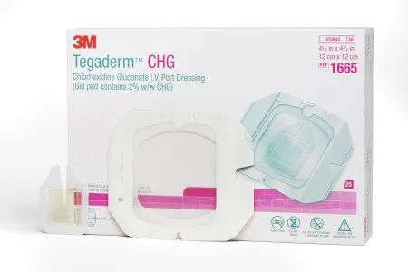 3m - 1665 - tegaderm i.v. dressing with chg tegaderm chg ( gluconate) / film 4 3/4 x 4 3/4 inch sterile