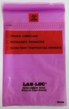 Elkay Plastics - LABZ69PU - Lab-loc Specimen Bags With Removable Biohazard Symbol - Purple Tint