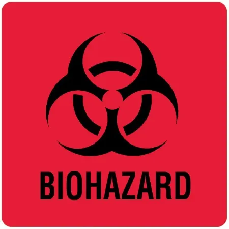 United Ad Label - UAL - ULBH502 - Pre-printed Label Ual Warning Label Fluorescent Red Paper Biohazard / Symbol Black Biohazard 6 X 6 Inch
