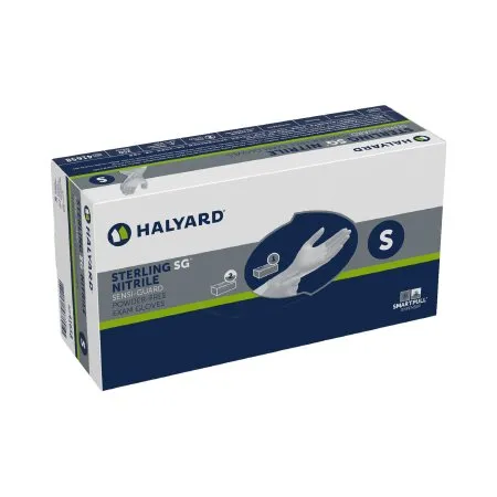 O&M Halyard - STERLING SG - 41658 - Exam Glove STERLING SG Small NonSterile Nitrile Standard Cuff Length Textured Fingertips Silver Chemo Tested