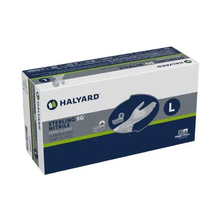 O&M Halyard - STERLING SG - 41660 - Exam Glove STERLING SG Large NonSterile Nitrile Standard Cuff Length Textured Fingertips Silver Chemo Tested