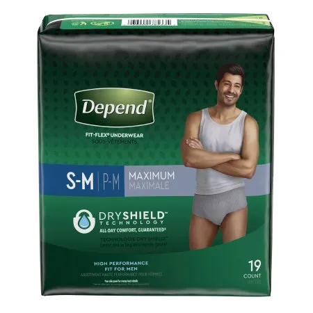 Kimberly Clark - Depend FIT-FLEX - 43616 - Depend FIT FLEX Male Adult Absorbent Underwear Depend FIT FLEX Pull On with Tear Away Seams Small / Medium Disposable Heavy Absorbency