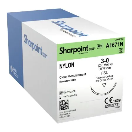 Surgical Specialties - A1671N - Nylon Suture, Monofilament, Reverse Cutting, 3/8 Circle