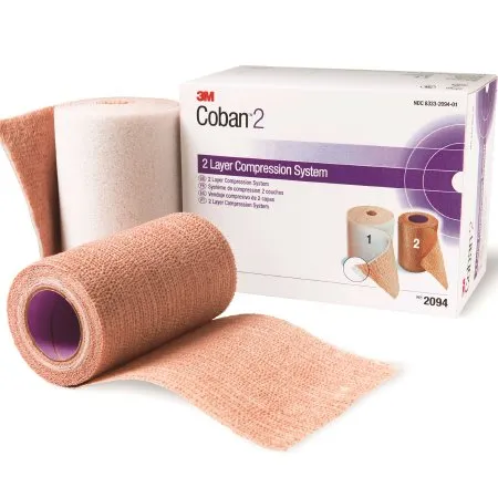 3M - 2094N - Coban 2 2 Layer Compression Bandage System Coban 2 2 9/10 Yard X 4 Inch / 4 Inch X 5 1/10 Yard Self Adherent / Pull On Closure Tan / White NonSterile 35 to 40 mmHg