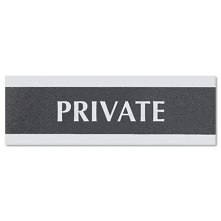 Headline Sign - USS-4761 - Century Series Office Sign, Private, 9 X 3, Black/silver