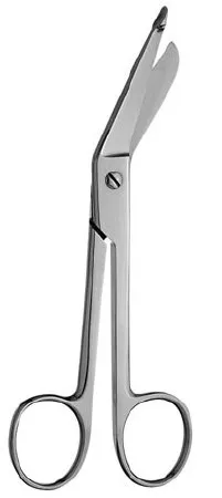 V. Mueller - SU2007 - Bandage Scissors Lister 7-1/4 Inch Length Surgical Grade Finger Ring Handle Angled Blunt Tip / Blunt Tip
