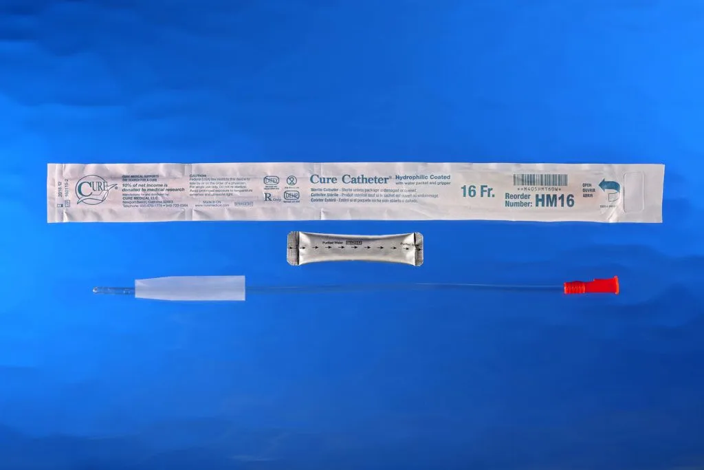Convatec Cure Medical - Cure Catheter - HM16 - Cure Medical  Urethral Catheter  Straight Tip Hydrophilic Coated Plastic 16 Fr. 16 Inch