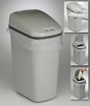 Fisher Scientific - Touch Free - 11394452 - Trash Can Touch Free 7.3 Gal. Rectangular Gray Polypropylene Motion Activated