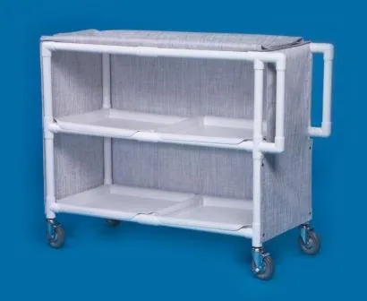 IPU - LC242 - Linen Cart With Cover 2 Shelves Pvc 5 Inch Heavy Duty Casters, 2 Locking