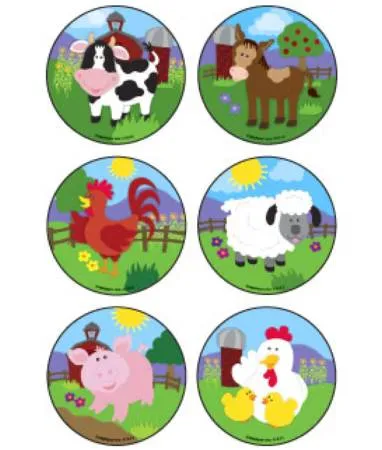 Medibadge - Kids Love Stickers - 2843P - Kids Love Stickers 90 Per Pack Baby Barnyard Animals , Assorted Sticker 2-1/2 Inch
