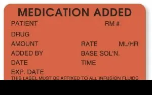 United Ad Label - UAL - ULHH506 - Pre-printed Label Ual Anesthesia Label Fluorescent Red Paper Medication Added Patient_rm_drug_amount_ Black Syringe Label 1-1/2 X 2-1/2 Inch