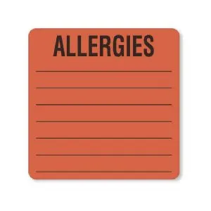 United Ad Label - UAL - ULMR204 - Pre-printed Label Ual Allergy Alert Fluorescent Red Paper Allergies Alert Label 2-1/2 X 2-1/2 Inch
