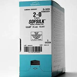 Covidien - Sofsilk - SS-686 - Nonabsorbable Suture With Needle Sofsilk Silk C-12 3/8 Circle Reverse Cutting Needle Size 4 - 0 Braided