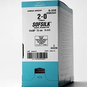 Covidien - Sofsilk - S-2782K - Nonabsorbable Suture With Needle Sofsilk Silk Ss-24 1/4 Circle Center Point Spatula Needle Size 4 - 0 Braided