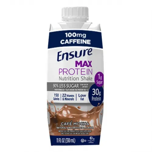 Abbott - 68463 - Nutrition Ensure Max Protein, Creamy Peach, Ready to Drink, 11 fluid ounce (330 mL) recloseable carton, 150 calories and 30 grams protein per carton.