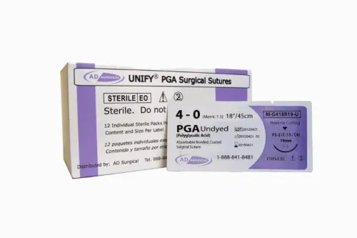 AD Surgical - S-G418R13-U - UNIFY Surgical Sutures - PGA 3/8 Circle, Rev Cut