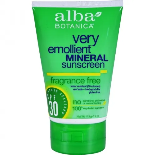 Alba Botanica - 110389 - 401588 - Very Emollient Natural Sunscreen Mineral Protection Fragrance Free SPF 30