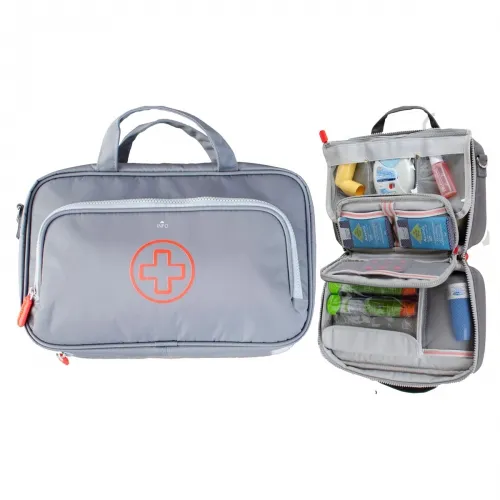 Allermates - ME-12890 - Allermates "PARKER" Large Deluxe Travel Medicine Case, Gray, Insulated, 'Two-in-One' (contains a removeable small compact case).