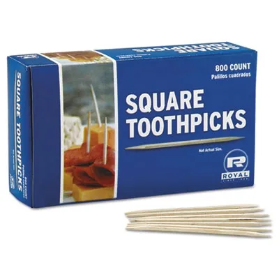 Amcarroyal - RPPR820SQ - Square Wood Toothpicks, 2 3/4", Natural