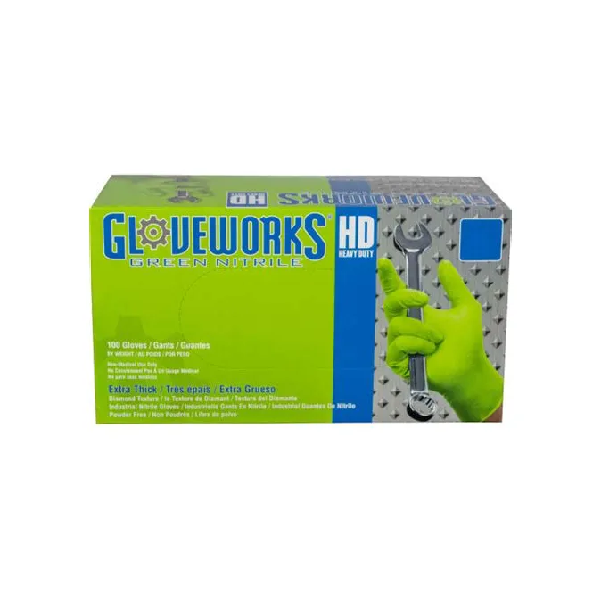 Ammex - GWGN - Ammex Gloves Nitrile Gloveworks Industrial Graded Textured Powder-Free Green 100-bx 10bx-cs -US Sales Only- -Products cannot be sold on Amazon-com or any other third Party sites--