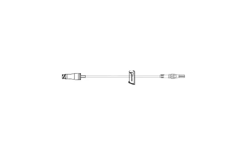 Amsino - MR4B07 - Bifuse Extension Set, (2) MicroClave Clear Needle-Free Connectors, (2) Slide Clamps, Rotating Male Luer Lock, 0.39ml PV