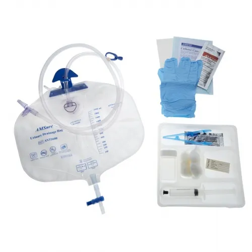 AMSure - Amsino - AS89300 - Add-A-Foley Catheter Tray, Urine Bag