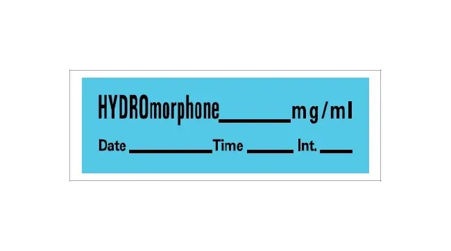 Precision Dynamics - Barkley - An-16 - Drug Label Barkley Anesthesia Label Hyfromorphone_Mg/Ml Date_Time_Int_ Blue 1/2 X 1-1/2 Inch