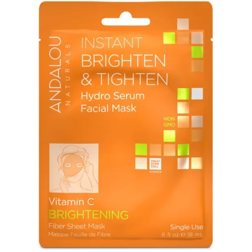 Andalou Naturals - 230554 - Beauty 2 Go Instant, Brighten & Tighten, Facial Sheet Mask Instant Hydro Serum Facial Sheet Masks