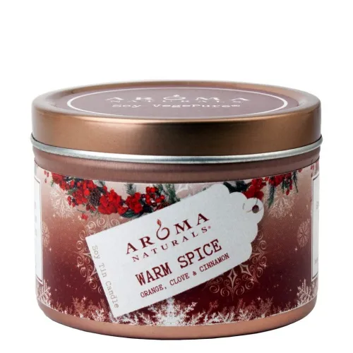 Aroma Naturals - 224952 - Holiday Candles Warm Spice Ruby Soy VegePure Holiday Tins