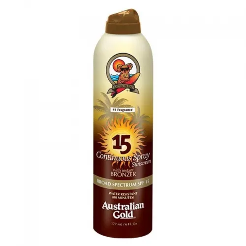 Australian Gold - From: A70577 To: A70578 - SPF 15 Continuous Spray Bronzer, 6 ounce.
