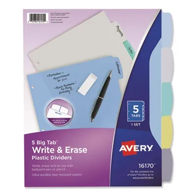 Avery Prod - From: AVE16170 To: AVE16171 - Write And Erase Big Tab Durable Plastic Dividers