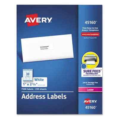 Avery Prod - From: AVE45160 To: AVE5967 - White Address Labels W/ Sure Feed Technology For Laser Printers